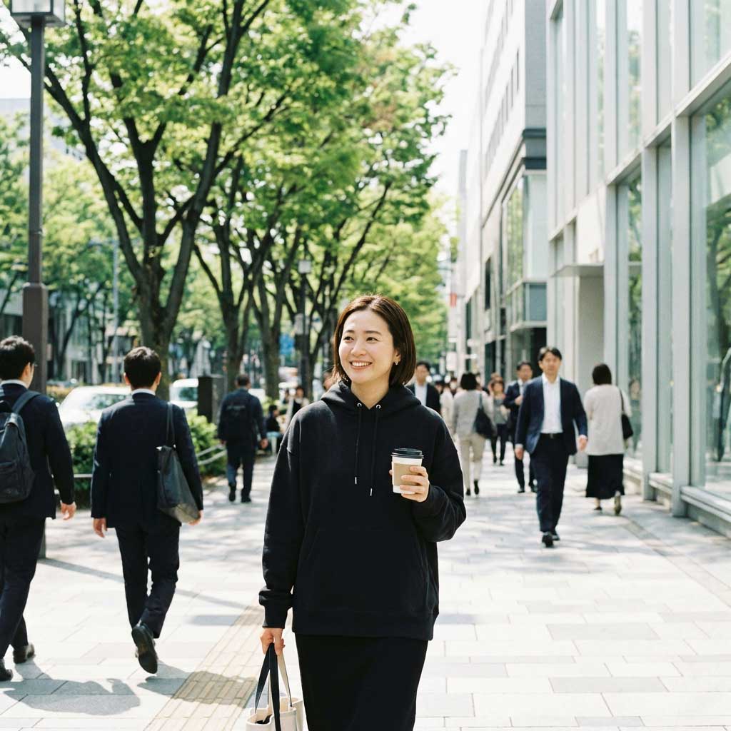 女性モデル着用の Project L - Neo-Urban トレーナー