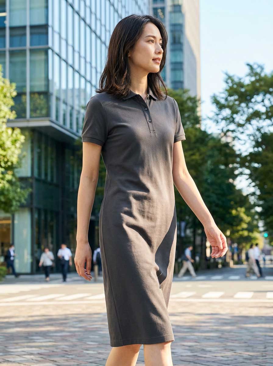 高密度ニットPOLOワンピース